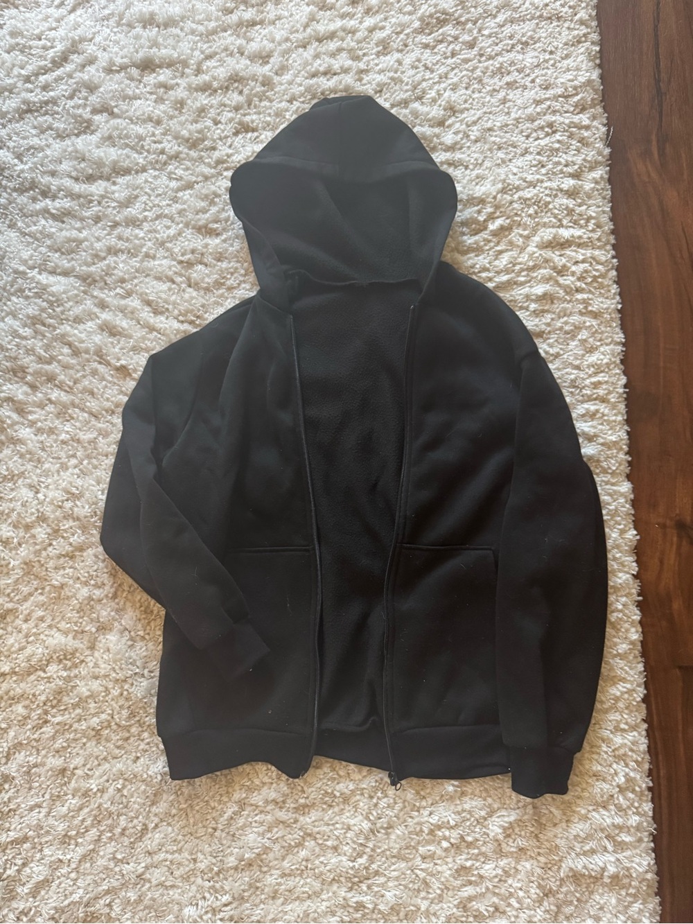 Black Zip-Up Hoodie • S